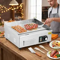 【GARVEE】Commercial Electric Grills in 14, 18, 22, and 30-inch Sizes with 1500W to 3000W Power, Non-Stick Stainless Steel Surface, and Adjustable Temperature Control from 122°F to 572°F for Home and Restaurant Use