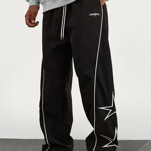 Men's Summer Loose-Fit Sports Pants, Athletic Casual Trousers, Casual Sport Trousers, Lightweight Soft Fabric, Side Stripes with Decorative Strips, Comfortable Casual Sportswear, Soft Comfy Sweatpants, Athletic Bottoms, Lightweight Gymwear