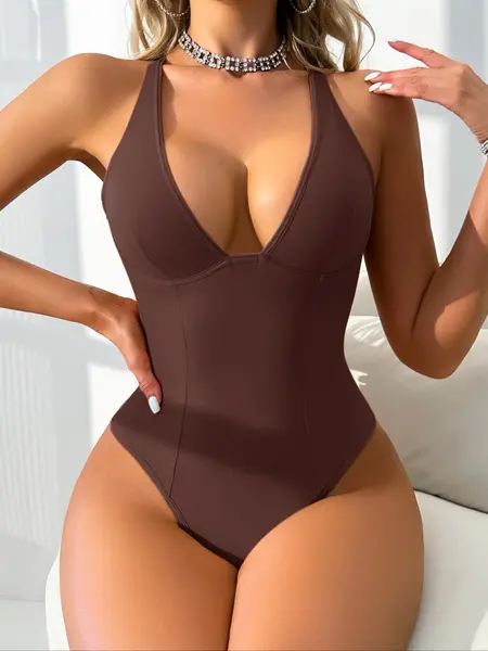Women's Solid Color Open Bust Crotch Sexy Shapewear Bodysuit, Tummy Control Butt Lifter, Women's Shaper for Daily Wear, Body Sculpting Compression