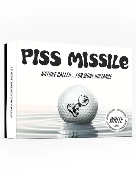 LIMITED EDITION WHITE PISS MISSILE GOLF BALLS 12PK