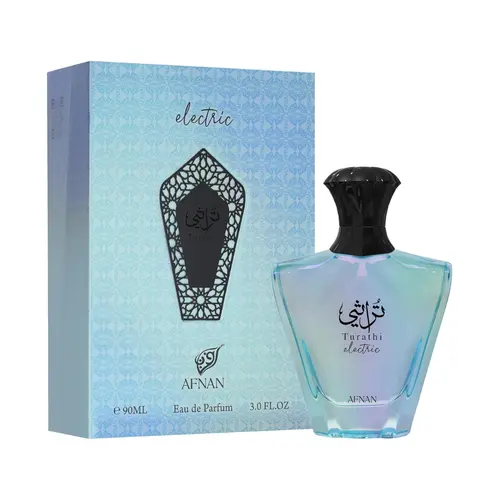 Afnan Turathi Electric Eau De Parfum Unisex 3 Oz | Aromatic Fruity Fragrance | Bright, Fresh & Modern Scent for Women and Men
