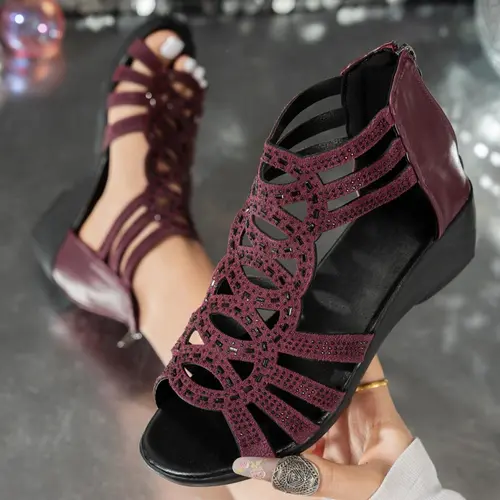 Women's Retro Boho Wedge Sandals for Summer, Comfortable Vintage Rhinestone Wedge Sandals for Daily Wear Boho Style Sandal