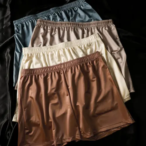 Men's Satin Boxer Shorts, Soft Comfortable Fitted Elegant Underwear, Casual Style, Plain Pattern, All Seasons, Home & Vacation Wear, Soft Comfy Underwear