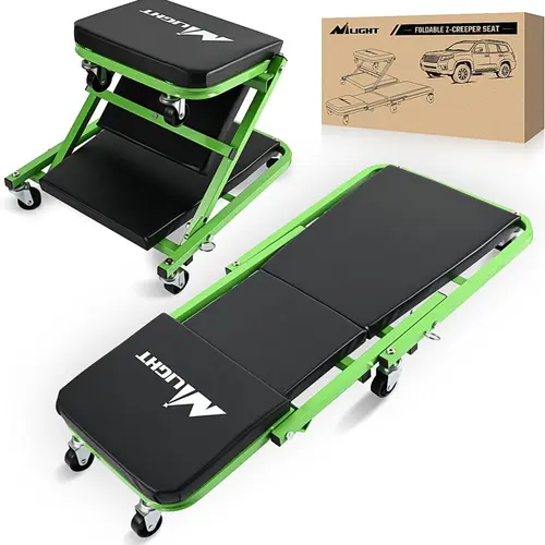 Nilight 36in Z Creeper 2-in-1 Rolling Folding Steel Frame Car Seat, High-Density Folding Pad, Quick-Switch Rolling Design, 330lbs Max Capacity, Green Black Car Tools for Garage Vehicle Repair