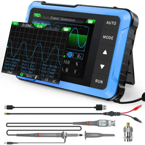 FNIRSI DSO-510 Handheld Oscilloscope & DDS Signal Generator 2 in 1 10MHz Bandwidth 48MS/s Sampling Rate 2.8" TFT Display with Auto Trigger Function, Type‑C Quick Charge