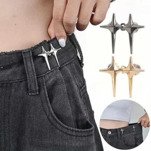 2/4 Counts Seamless Waistband Adjuster for Women, Magic Buckle Pants Shaper for Reducing Waist Size, Adjustable Versatile Alloy Buckles Style for Skirts and Jackets, Adjustment