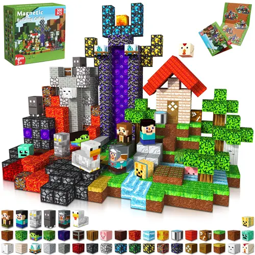 Magnetic Blocks 500 PCS 0.8in- Magnet Toys for Kids, Magnetic Building Blocks Cubes, Stacking Magnets, School STEM Toys Birthday Gifts for Boys and Girls Age 3+ Years Old