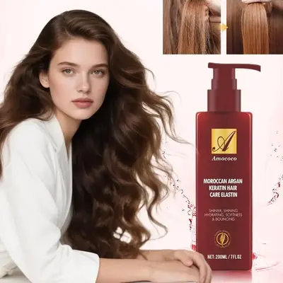 Moroccan Argan Keratin Hair Care Elastin Hair serum 200ml - Defrizzing, Hydrating, Smooth & Bouncing Formula for Curls
