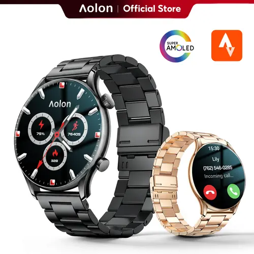 Aolon GTR3 Unisex Silicone Smartwatch - 1.43" AMOLED Always-On Display, Sleek Business Design, Health Monitor, Calorie Tracking, Music Control, Fast Charging, 120-Hour Battery, iOS & Android Compatible, Ideal Wearable Devices Gift for Men & Women