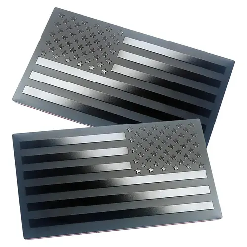 【FaddishDeal】4-PCS Black Metal American Flag Badge Decals - Forward & Reverse Set, Automotive Decals with Double Sided Tape, Pre-Pasted 3D Flag Emboss for Cars & Trucks, Graphic Car Exterior Accessories