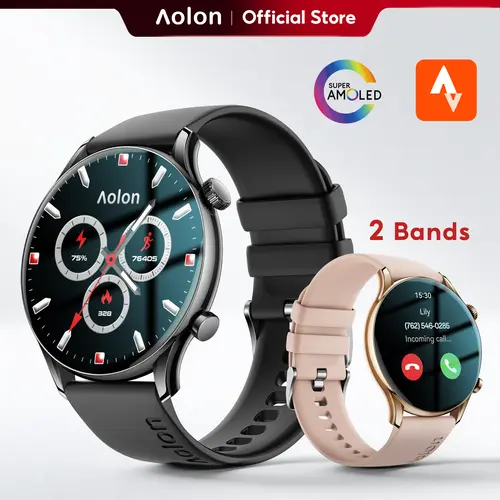Aolon GTR3 Sports Smartwatch – 1.43" AMOLED Display, AOD, Running Pace Tracker, Bluetooth Calling, 110+ Sports Modes, Metal Body, Fast Charging, Music Control, Compatible with iOS & Android #sohochic#tiktokshopbacktoschool, Speaker, Water Proof