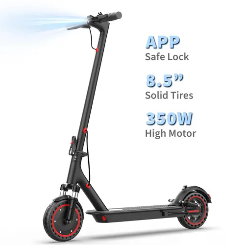 AOPO Brushless 350W Motorized Scooter - 8.5" Solid Tires, 19MPH High Speed, Dual Suspension, Certified Foldable, Portable Brakes, App Control, Long Range Ride-On Portable Scooter for Outdoor Fitness, Brushless Motor