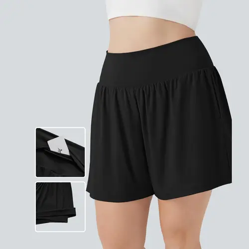 Halara SoftlyZero™ Airy Super High Waisted 2-in-1 InstantCool Yoga Plus Size Shorts 7" with Pockets #BackToSchool