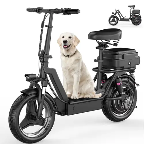 Electric Scooter for Adults with Seat,48V 10.4Ah Battery, Top Speed 22 mph, Driving Range 21-27 Miles, Pet-Friendly Design with Rear Basket
