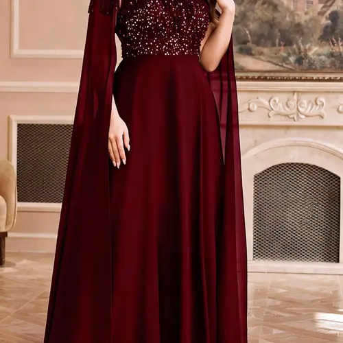 Diamond Collar Light Luxury Heavy Embroidery Fringe Beaded Sequin Chiffon Spliced Fitted Long Skirt Dress, Elegant Formal Evening Gown for Special Occasions Date Night Dresses