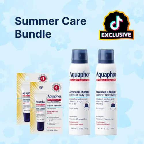 Aquaphor Summer Body Care Bundle - Ointment, Body Spray, Lip Repair SPF 30 Moisturizer - Smooth, Hydrating Dry Skin Soother - Dermatologist Recommended
