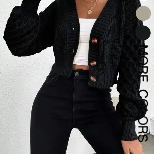 Women's Knitted Cardigan for Fall Winter, Long Sleeve V Neck Cozy Sweater, Vintage Twisted Design, Casual Chic Layering Top, Casual Fashion Knitwear