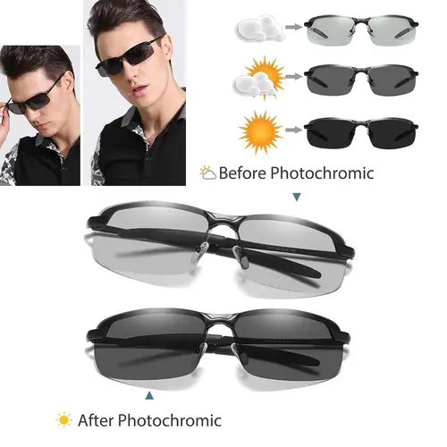 2026 Fashion Photochromic Sunglasses with Polarized Lens for Men and Women Outdoor Driving Cycling Fishing UV400 Protection Anti Glare Eyeglasses Outdoorfun