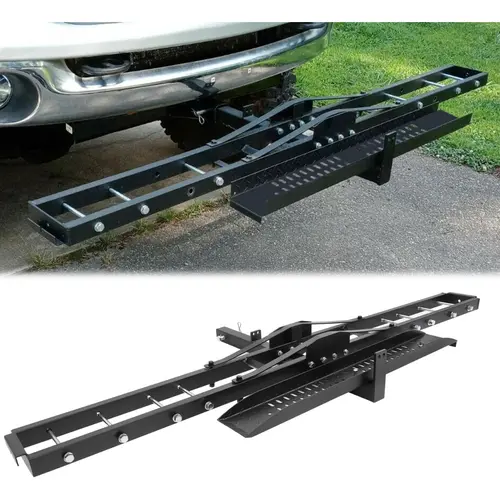 HECASA Steel Hitch Mount Motorcycle Carrier Hauler with Ramp, Anti-Tilt Design, 600LBS Capacity for Scooters, Dirtbikes, Bike