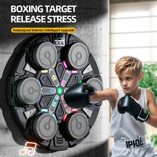 Music Boxing Machine for Adults Kids with Boxing Gloves, Smart Punching Trainer, Boxing Wall Mount Machine with LED and Bluetooth, Boxing Target Workout Equipment for Home, Office, Gym Christmas Gift, Halloween Present, Black Friday Gifts