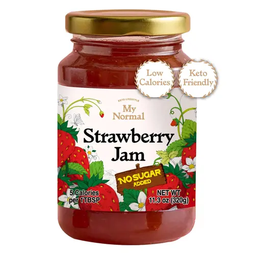 My Normal Low Calorie Strawberry Jam - Official Product Strawberry 50% Fruit Jelly with Allulose, Zero Sugar Jam - Only 4 Ingredients, No Artificial Additives (320g, 11.28 oz)
