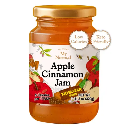 My Normal Low Calorie Apple Cinnamon Jam - Official Product Apple 50% Fruit Jelly with Allulose, Zero Sugar Jam - Only 6 Ingredients, No Artificial Additives (320g, 11.28 oz)
