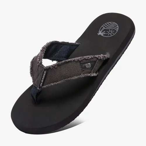 aleader Men's Canvas Flip Flops, Water-Friendly Thong Sandals with Shock Absorbing Flexible Sole, Comfortable Summer Footwear, Slippers Sandals, Men's Shoes, Classic Flipflop Slide, Slip-On Ease, No Fuss,back to school,back to school haul