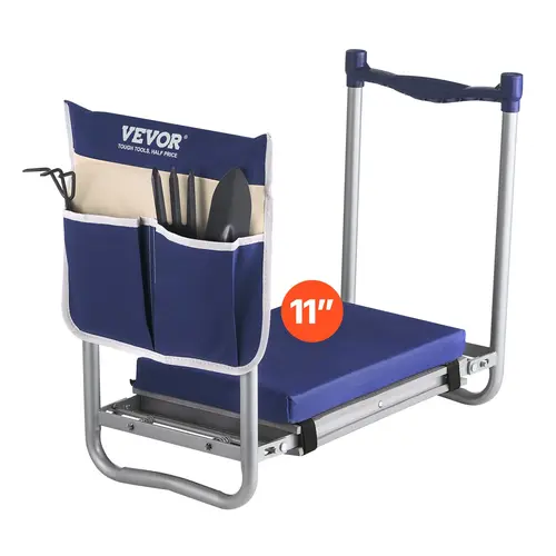 VEVOR 2-in-1 Foldable Ergonomic Garden Kneeler-Stool, 11in EVA Foam & 10mm Switch Pad/Sit, 600D Oxford Bag Protector, Anti-Slip Tubing, Side Handles, 360lbs Heavy-Duty Portable Gear for Weeding, Camping, Muddy Surfaces, Knee Joint Fatigue Relief
