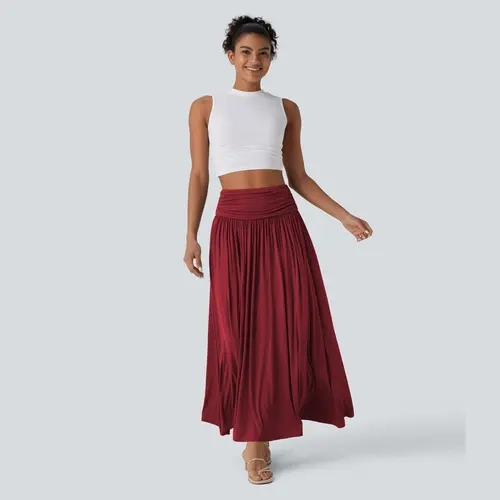 Halara High Waisted Ruched Flowy Maxi Casual Skirt #BackToSchool