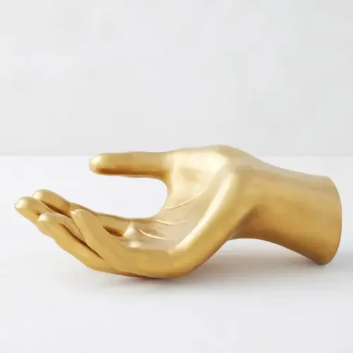 Z Gallerie Ceramic Hand Figurine - Gold Fluid Metal Design, Modern House Decor, Desktop Statue, Interior Decoration Accessory,dorm essentials,dorm decor,dorm room decor