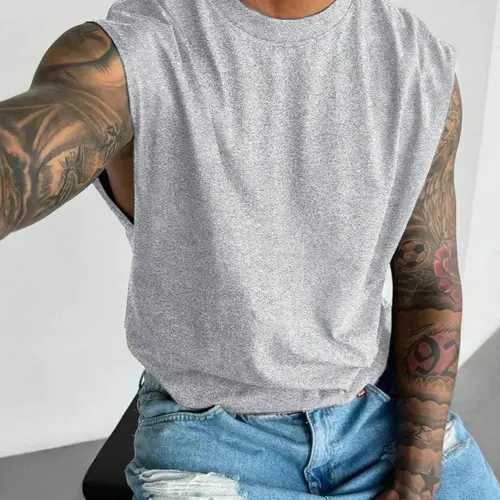 Men's Sleeveless T-Shirt Made of High-Quality Cotton Fabric, Plain Casual Stylish Fit for Summer, Streetwear Design for All-Day Comfort, Breathable Tops, Casual Summer Clothing