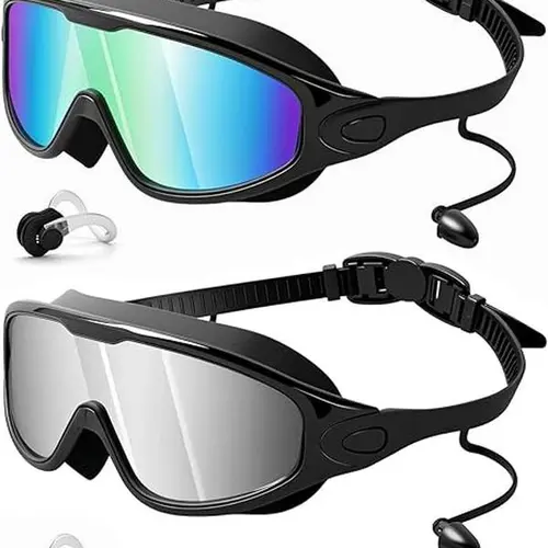 MARISUN Swim Goggles 2 Pack Adjust for Kids Men Women, No Leaking 180° Swim Glasses, Easy to Wear, Wide View, Anti-Fog, UV Protection, Comfortable Fit, Suitable for Men Women Kids turbulence pool goggles Swimming Accessories Swim Kit Swim Shade tiktokshop