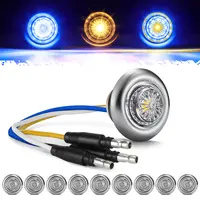 Partsam 10Pcs 3/4 Inch Led Side Marker Lights (External Red+ Internal Blue), Clear Lens Clearance Bullet Lights Penny Light with Trim Ring Bezel for Trailer Truck RV Car Bus Van, IP68 Waterproof