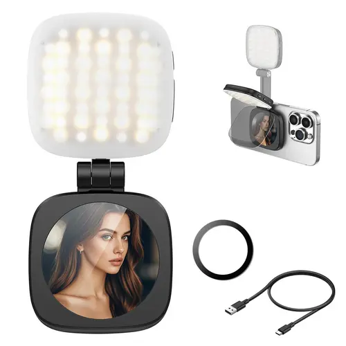 Foldable Magnetic Fill Light, 360° LED Selfie Fill Light, for Selfies, Phone Stand, Magnetic Selfie Light Compatible with MagSafe iPhone,back to school