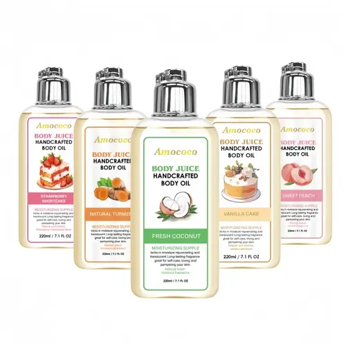 Handcrafted Body Oil - Moisturizing, Nourishing, Anti-Cracking, Anti-Dryness Daily Body Care Liquid - 5-Fragrance (Honey, Almond Milk, Peach) Perfumed Essence Oil Single Item