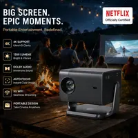 VOPLLS Netflix Officially Certified Projector with 4K Support, 1200 Lumens, Dolby Audio, Auto Focus & WiFi，Portable Outdoor Projector, Movie Home Theater Projectors for Bedroom/Ceiling