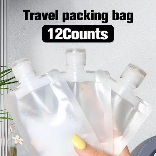 12 Counts Reusable Plastic Pouches, Travel-Friendly Drink Containers