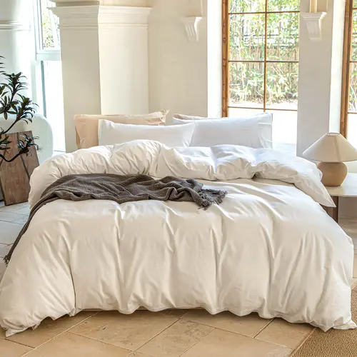 Simple&Opulence Flax Linen-Cotton Blend Duvet Cover Set - Cozy, Cooling, Breathable, Lightweight Luxury Look Bedding Set for Bedroom Decor, Includes Duvet Cover & Pillowcases (Quilt Not Included) | tiktokshopsummersale
