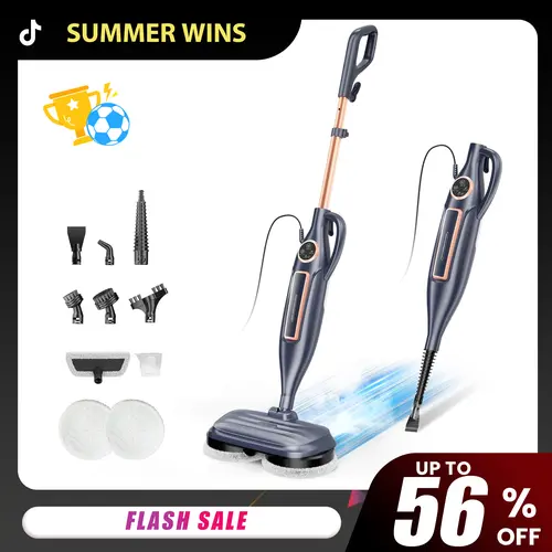 [WeeklyDeals]DEVOAC VM6 Electric Rotating Steam Mop & Household Steam Cleaner, 10-in-1 Steam Mop, 3 Adjustable Steam Levels,Floors Clean, Kitchen, Tiles, Walls, Cabinets, Gaps; Fast Heat-Up, Removes Grease and Grime, Multi-Purpose Cleaning Tool