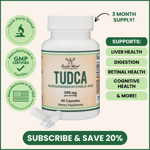 Tudca | 500 mg | 60 Count | Support Liver Regenesis | Support Eye Health | Double Wood Supplements