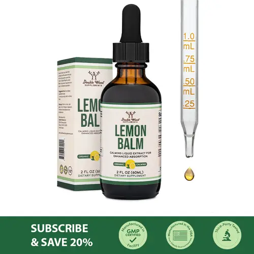 Lemon Balm Drop | 60 ml | Anxiety and Stress Reduction | Improve Sleep Quality | Double Wood Supplements