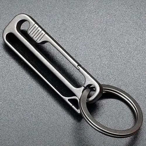 Titanium Key Holder with Belt Loop & Clip Lightweight 0.4 oz Durable Titanium Key Ring for Car Keys Badges and Keychains Premium Quality
