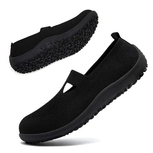 Women's Knit Barefoot Slip-On Flats - Stylish Walking Shoes, Soft Sole, Breathable, Lightweight, Minimalist, Wide Toe Box, Rubber Sole, All-Season Casual Gym Footwear, 2026 Spring Summer Mother's Day Gift