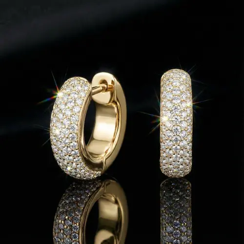 HELLOICE Moissanite Hoop Earrings Micro Paved Synthetic Moissanite Huggie Earrings Jewelry Gift for Women and Men