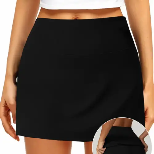Women's Trendy Outdoor Sporty Skort with Side Slits, Yoga and Tennis Skirt with Safety Shorts, Summer Tight-Fit Athleisure Wear, Sports Skort, Athletic Skort, Sporty Breathable Skorts, Activewear, Workout Tennis Skorts, Stretchy Sports Skort