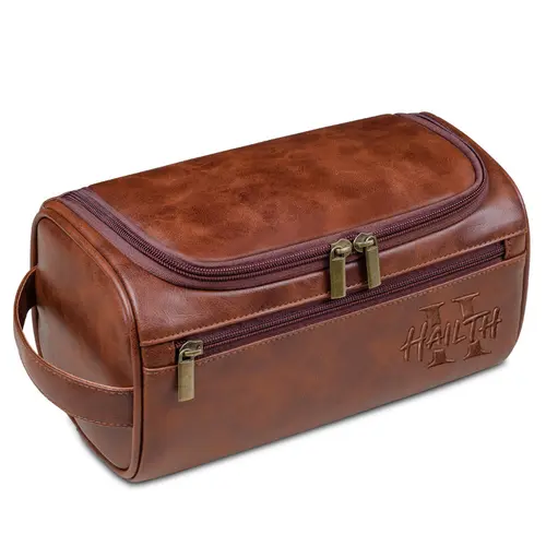HAILTH Large Leather Men's Travel Toiletry Bag Personalized Toiletry Bags for Men Small,Premium Quality Durable and Stylish Travel Organizer for Travel, Grooming and Personal Care,Waterproof Leather Dopp Kit