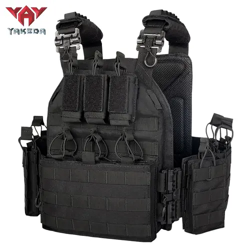 YAKEDA VT-6026-1 Quick Release Tactical Lightweight Molle Plate Carrier Vest - Molle System Tactical Equipment with Plate Storage, Protective Gear for Outdoor Shooting, Summer Sports Essential