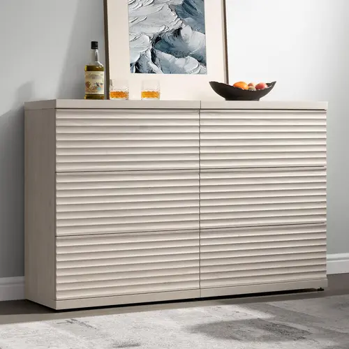 SICOTAS Sideboard Buffet Cabinet with Storage, Modern Credenza Storage Cabinet with 3 Larger Drawers, Fluted Media Console Mid Century Coffee Bar Table for Living Room Kitchen Hallway,dorm essentials,home decor