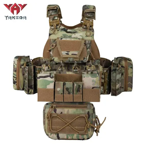 YAKEDA VT-8832TB Tactical Vest, Lightweight Camouflage Chest Rig with Multiple Pockets, Men's Multifunctional Summer Outdoor Gear for Hiking Protection