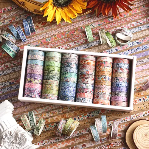 Vintage Washi  Tape Set - 32 rolls flowers/48 rolls fruits/60 rolls flowers /60 rolls colors Tapes for DIY Crafts & Bullet Journal Supplies,back to school